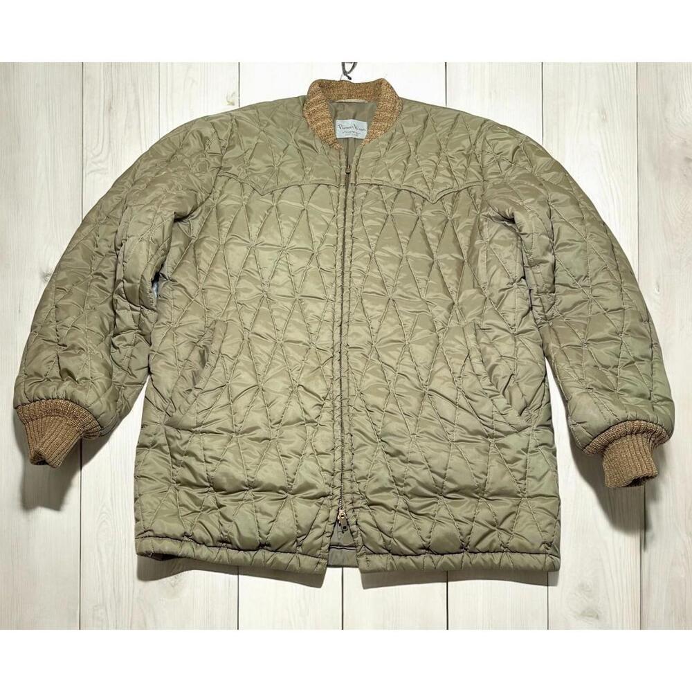 Vtg Pioneer Wear Green Quilted Jacket Womens XL Full Zip Long Sleeve See Photos